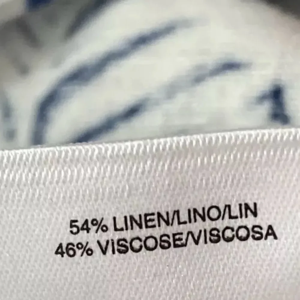 ANNE KLEIN Linen Blend Sleeveless A Line Dress Palm Print Blue White Size 6